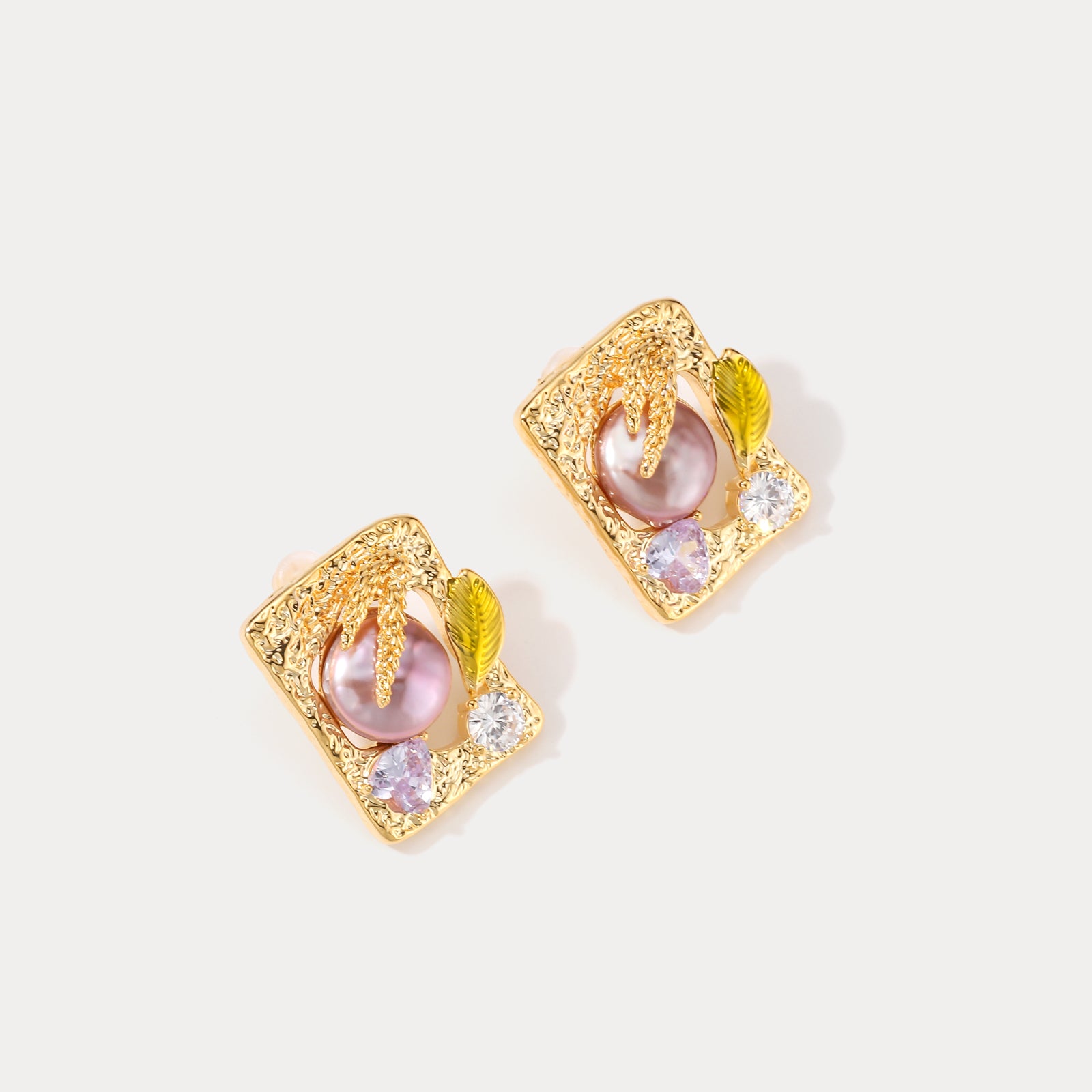 Gold Plated Zirconia Stud Earrings