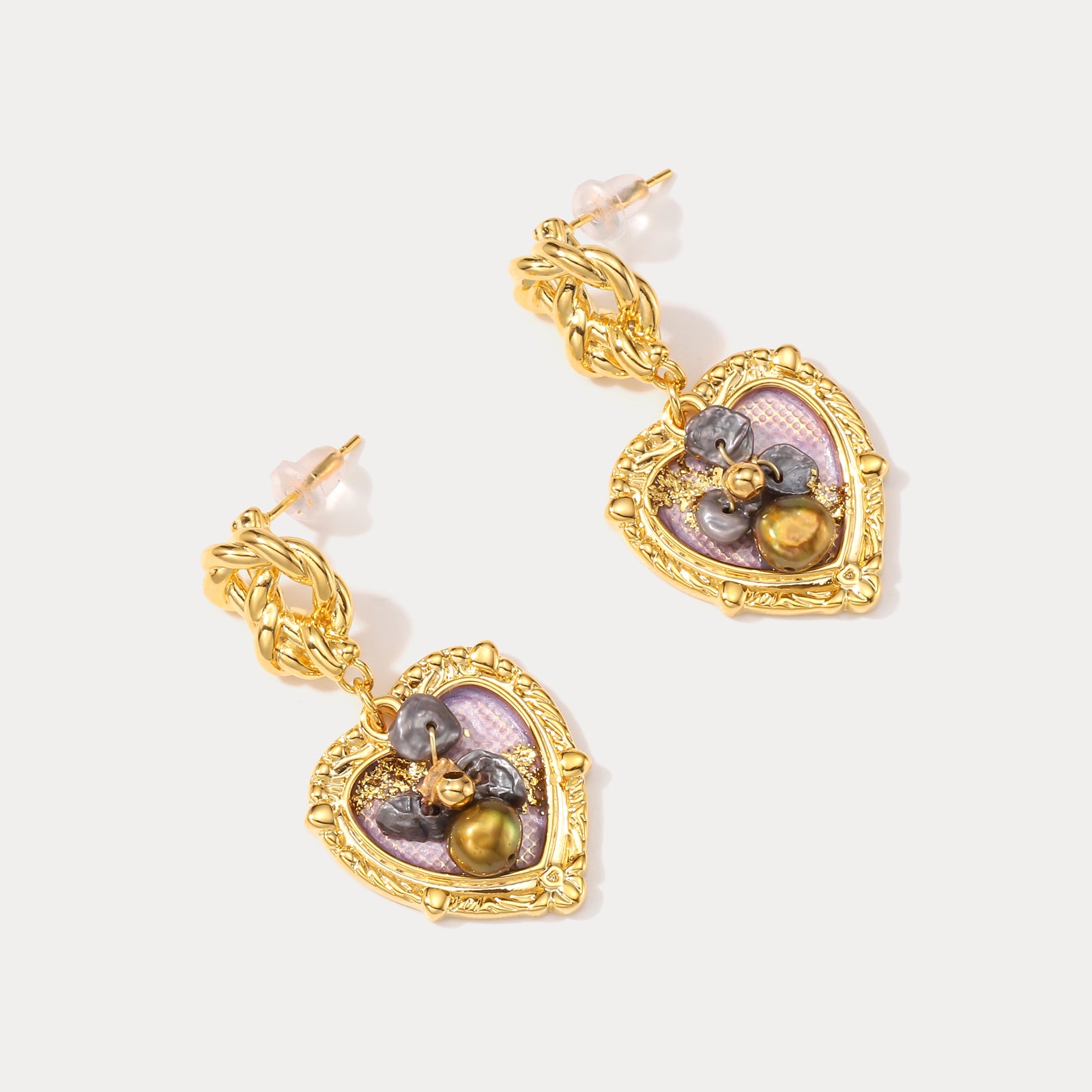 Lavender Heart Earrings
