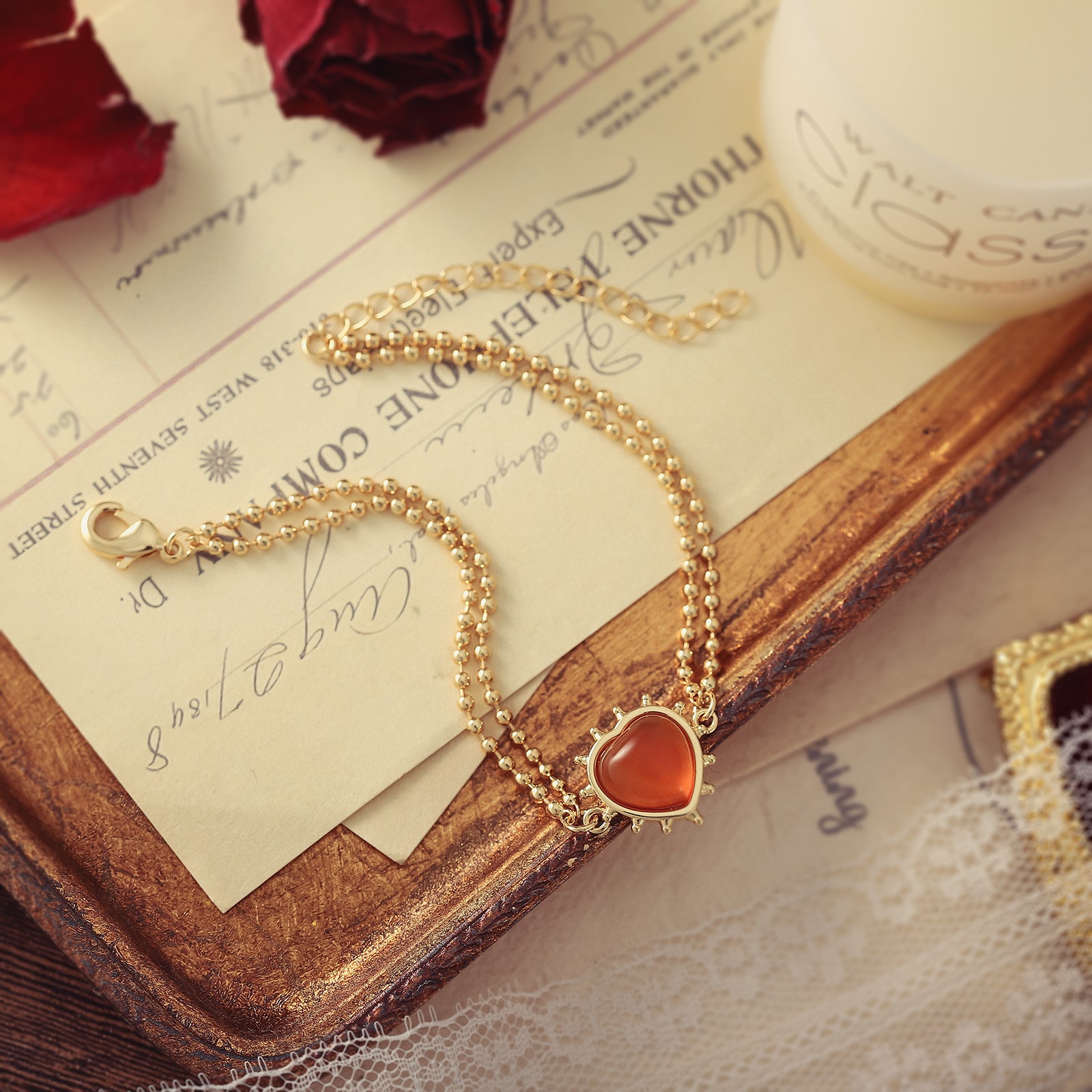 Vintage Romantic Heart Orange Bracelet