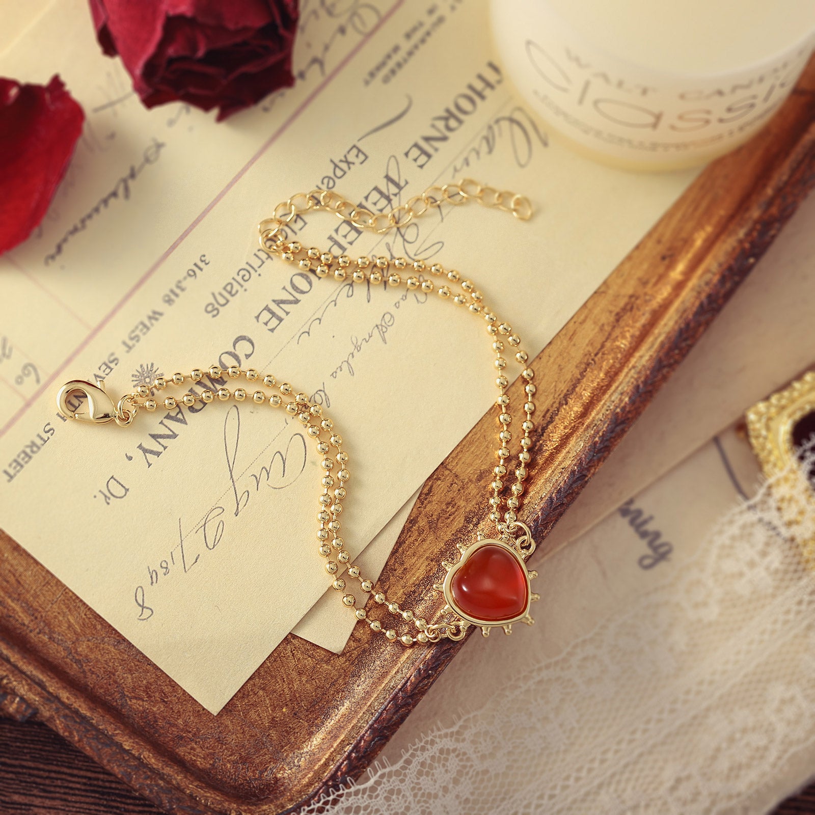 Romantic Heart Burgundy Fashion Bracelet