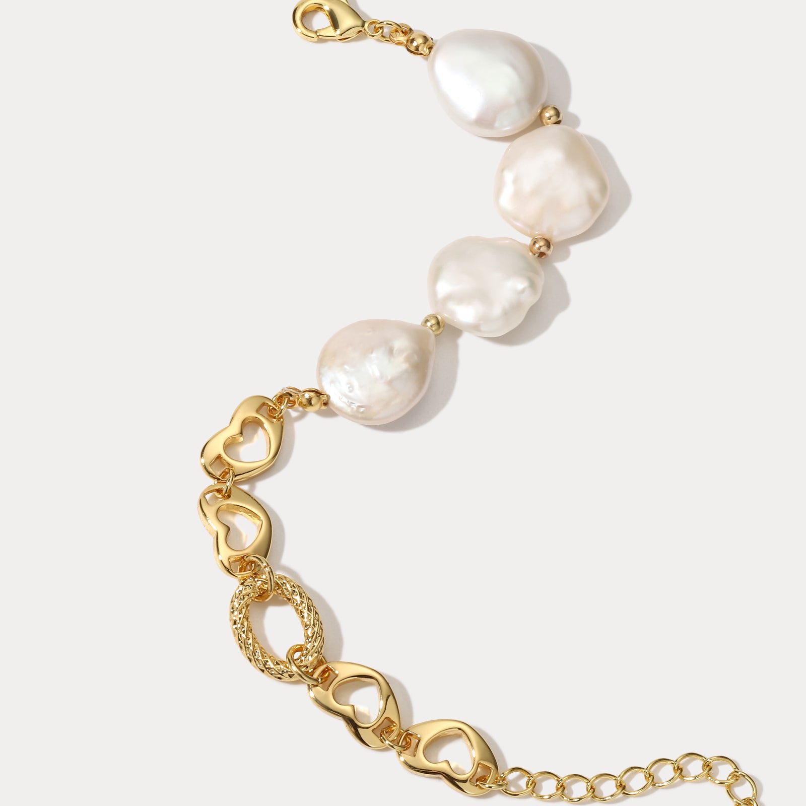 Pearl Heart Hollow Chain Bracelet