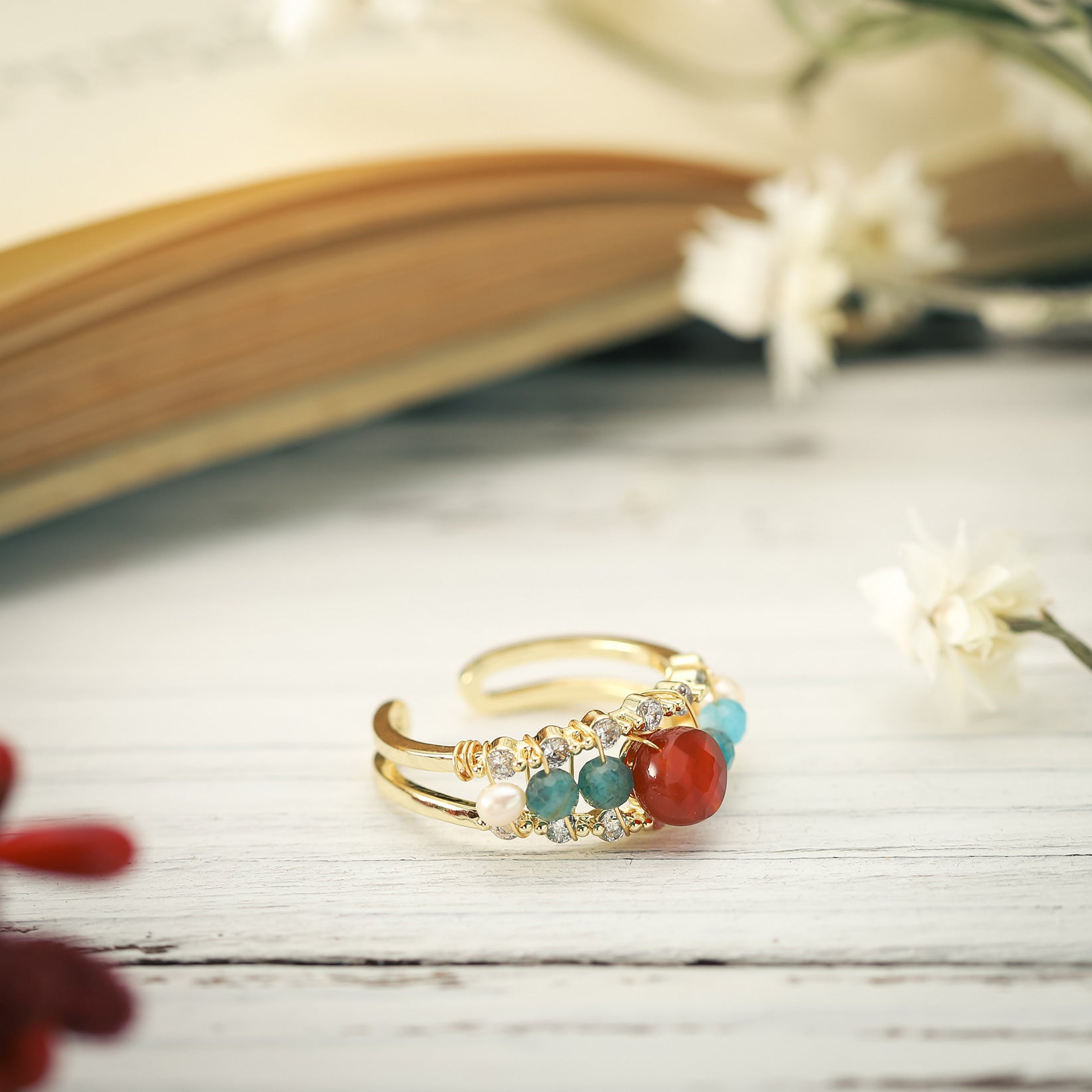 Ruby Bubble Pearl Ring