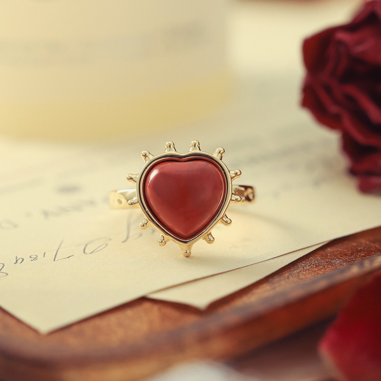 Ruby Heart Gold Ring