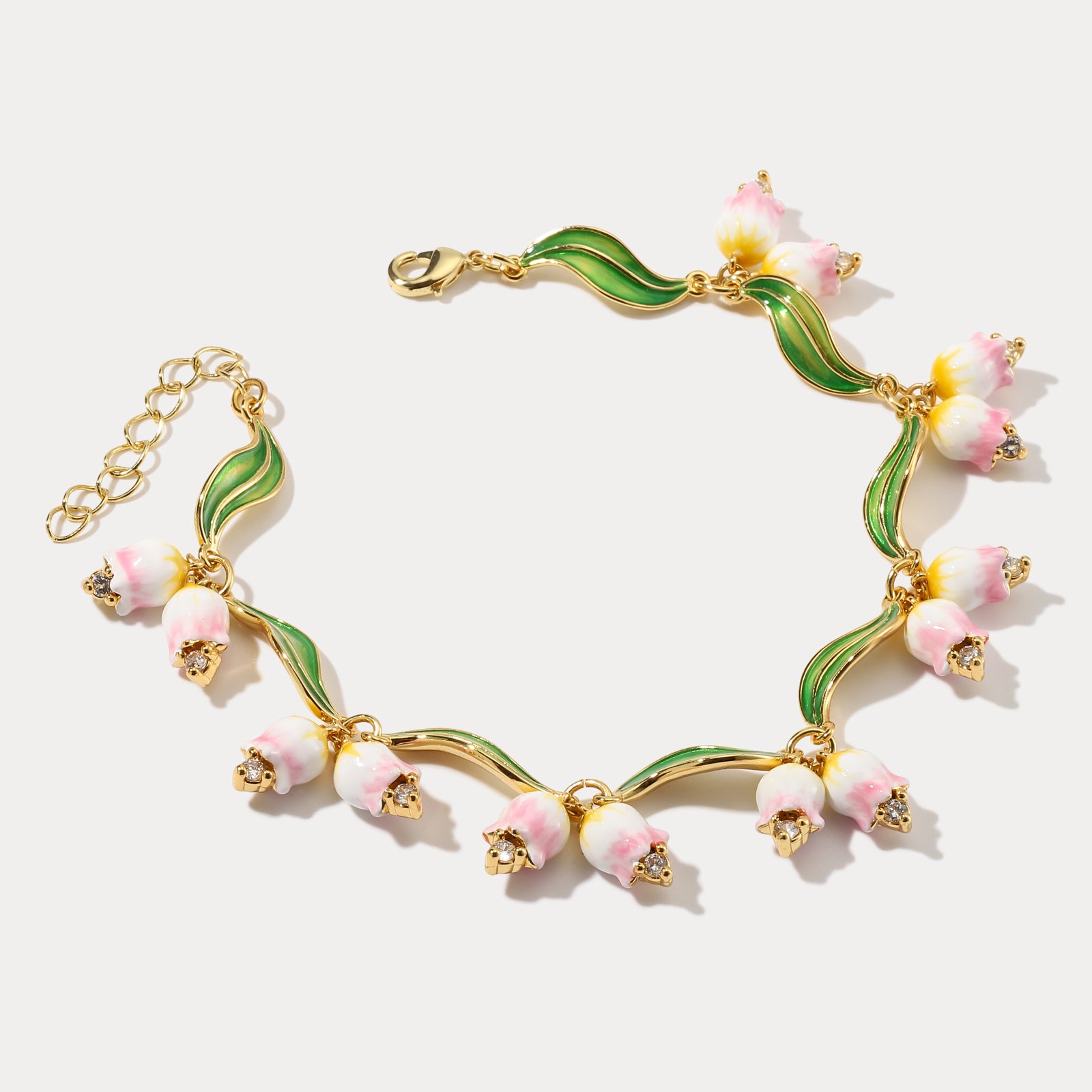 Lily Of The Valley Enamel Nature Bracelet