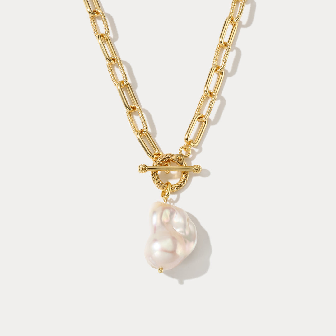 Selenichast Pearl Hollow Chain Necklace