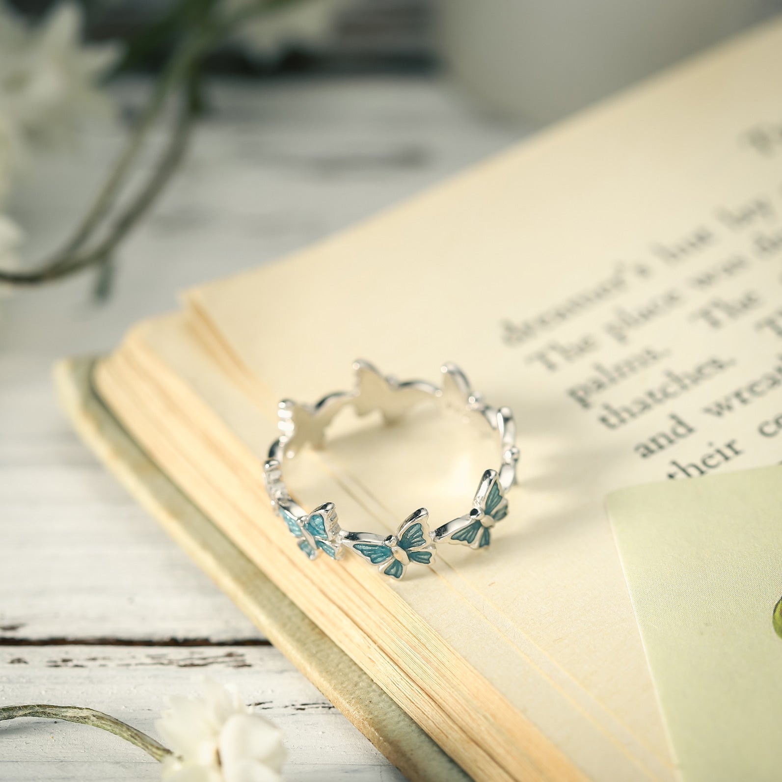 Sterling Silver Blue Butterfly Ring
