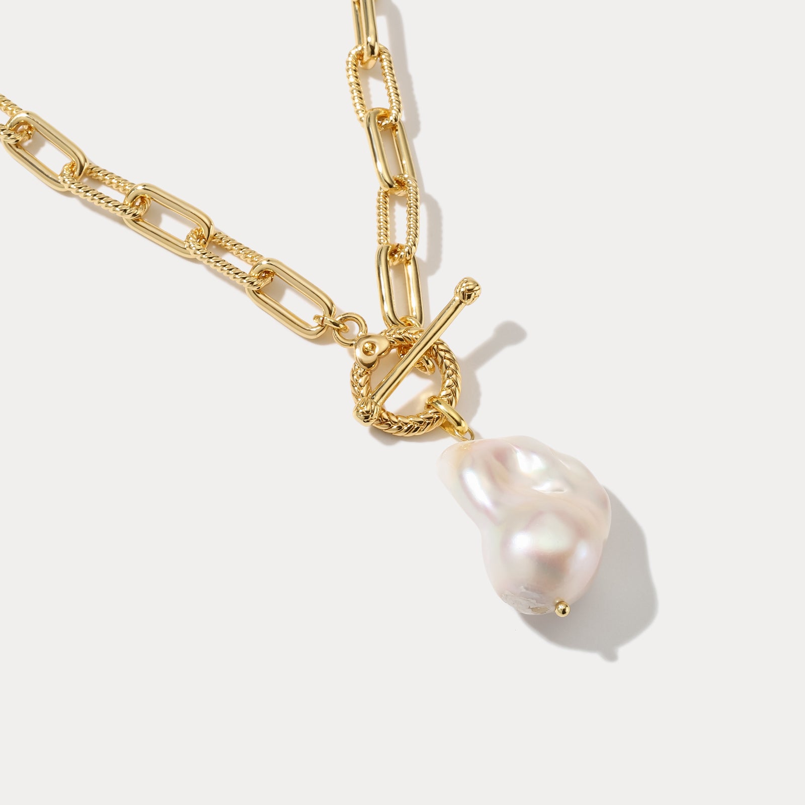 Freshwater Pearl Hollow Chain Necklace