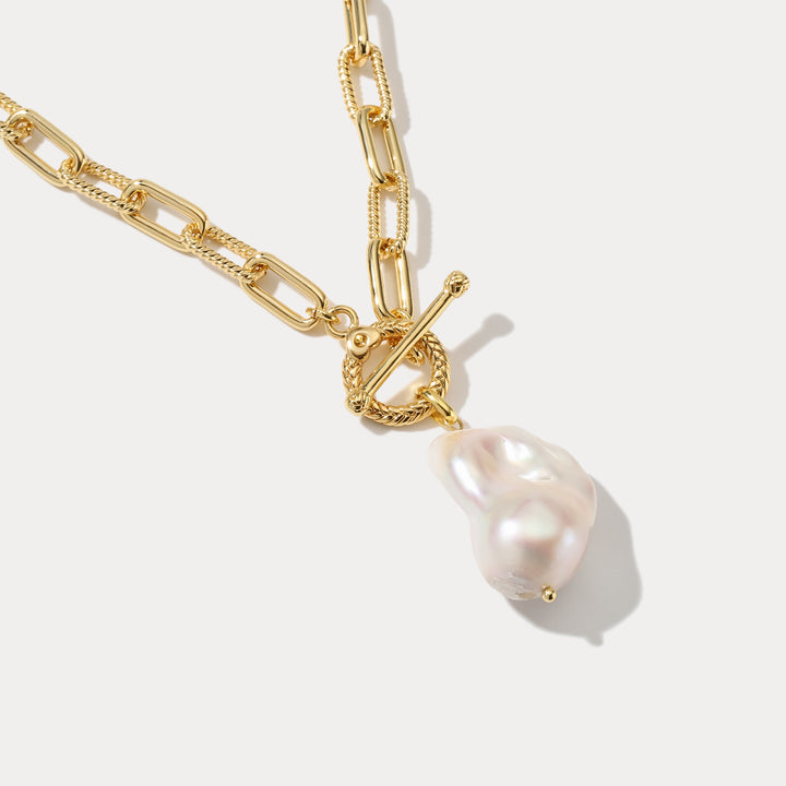 Freshwater Pearl Hollow Chain Necklace