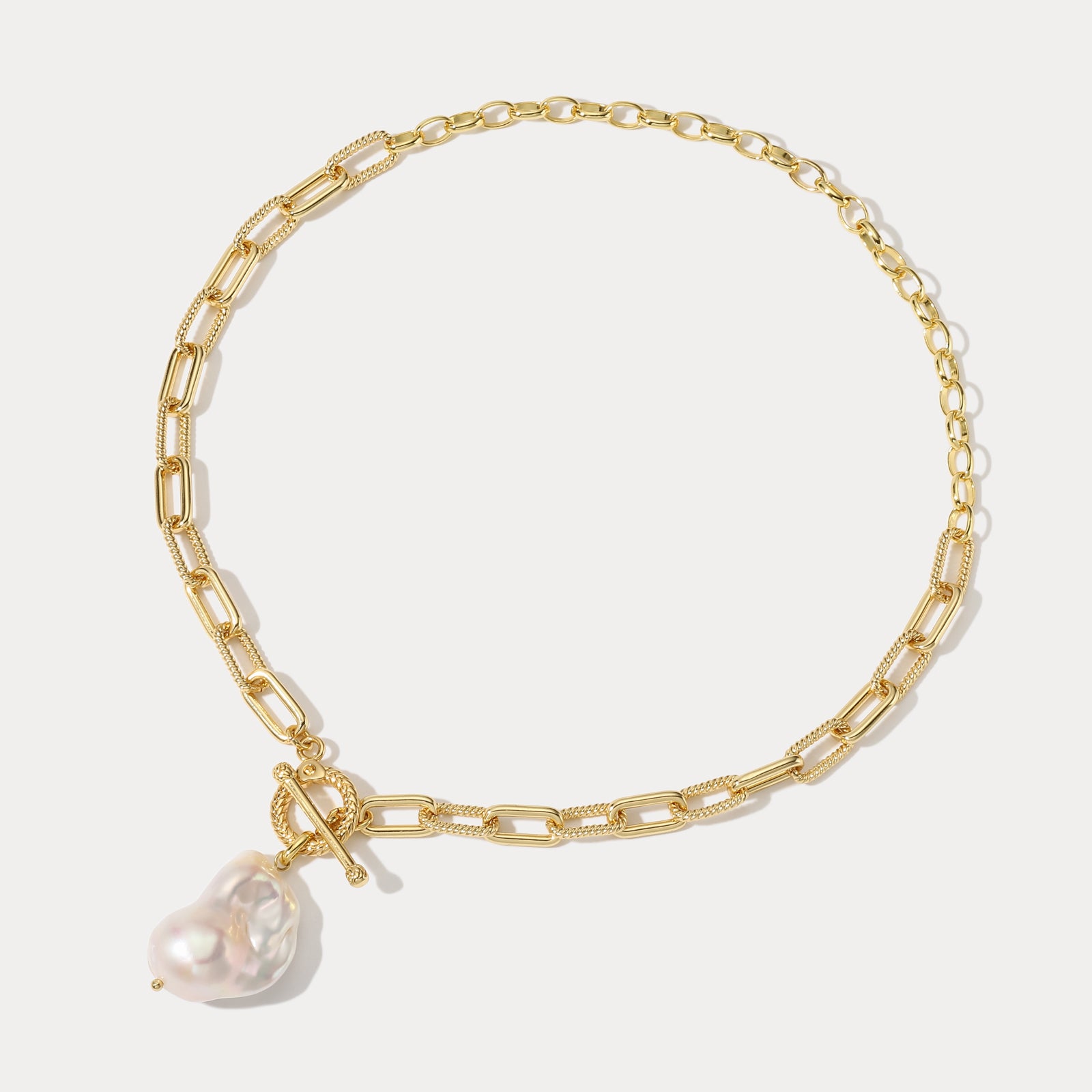 Pearl Gold Hollow Chain Necklace