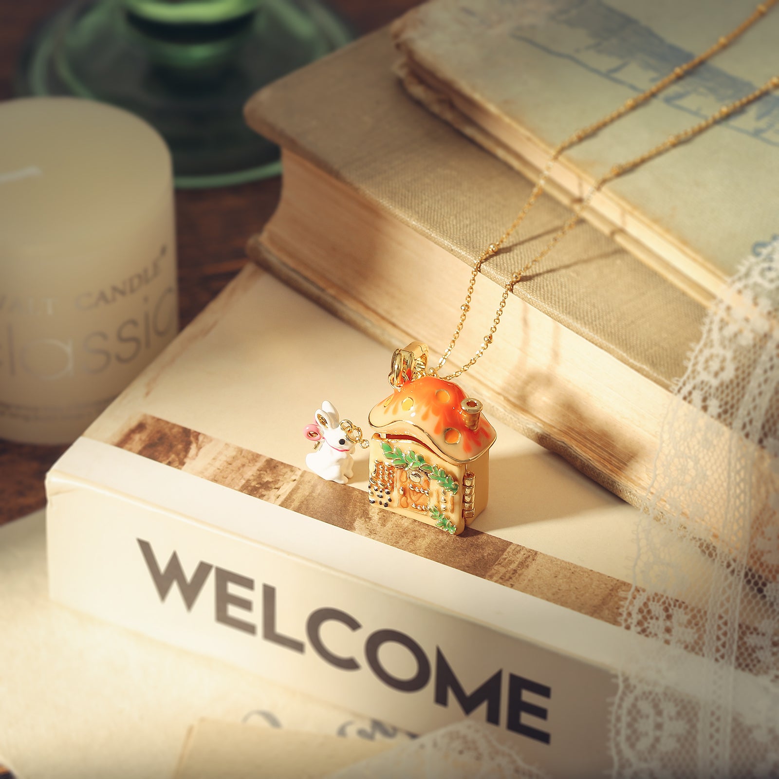 Mushroom House Necklace for Kids