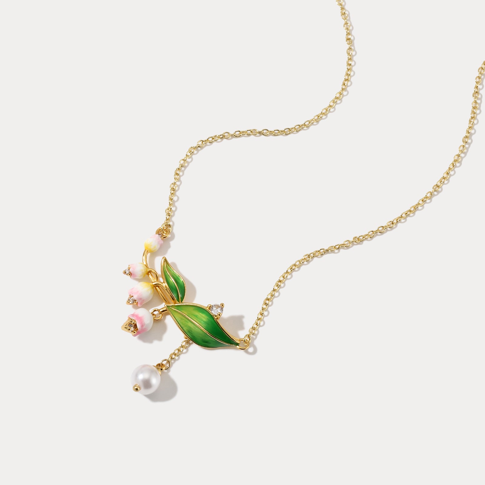 Lily Of The Valley Pearl Diamond Necklace