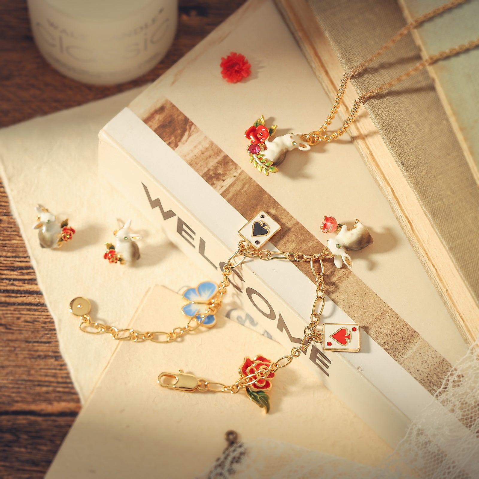 Cute Secret Garden Rabbit Jewelry Set