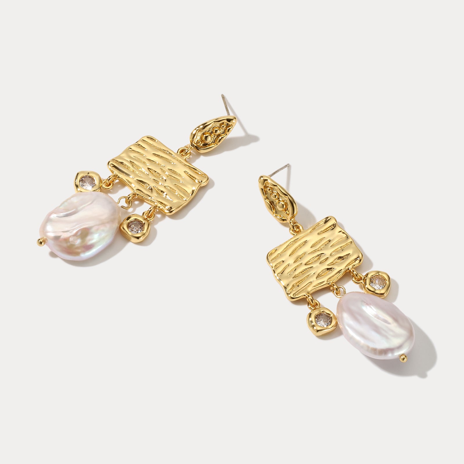 Pearl Diamond Gold Earrings