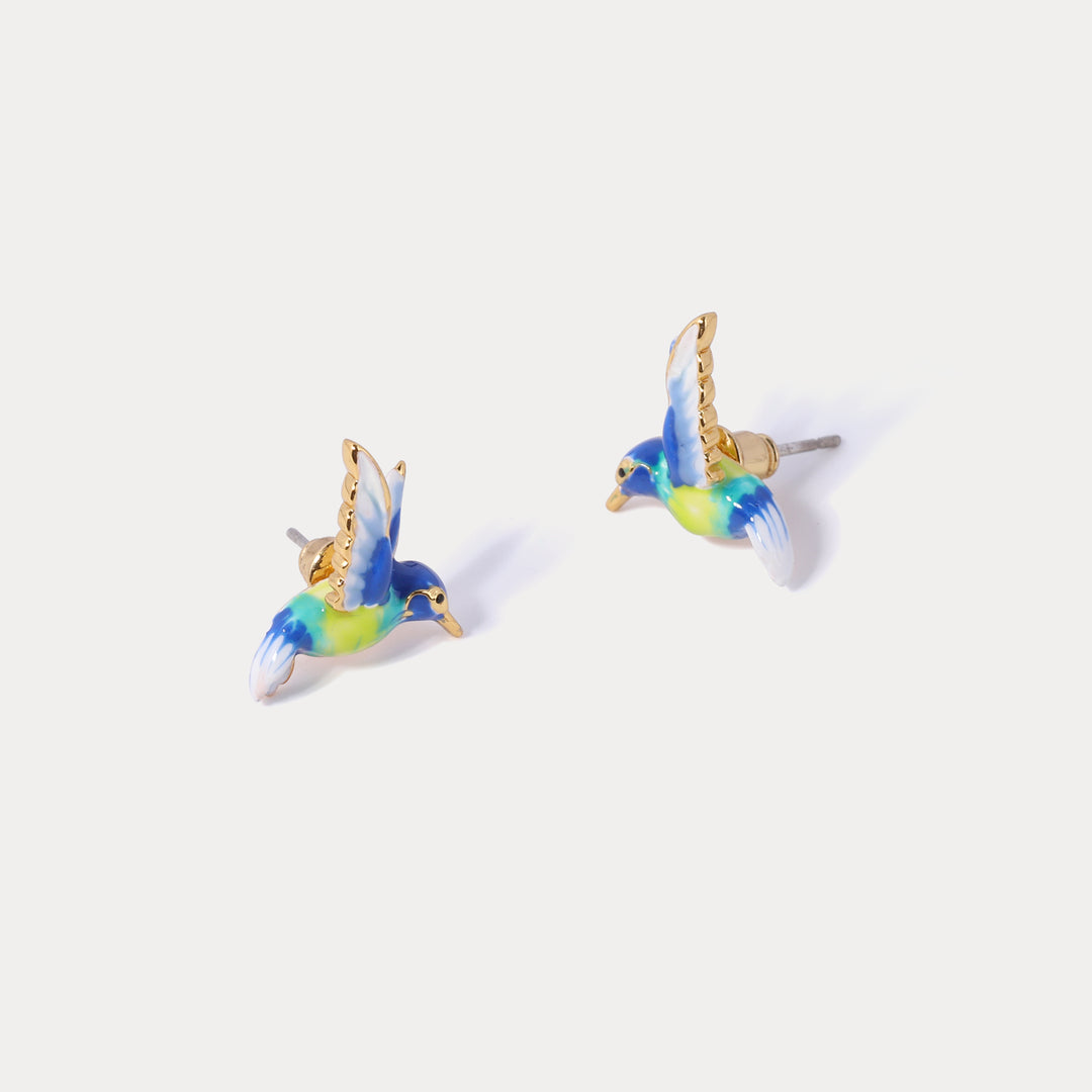 Enamel Hummingbird Earrings