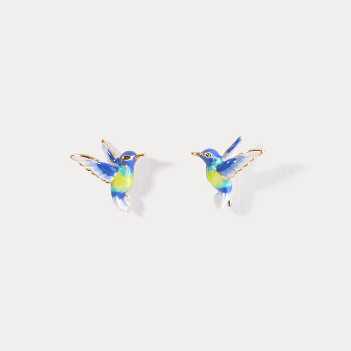 Enamel Hummingbird Earrings