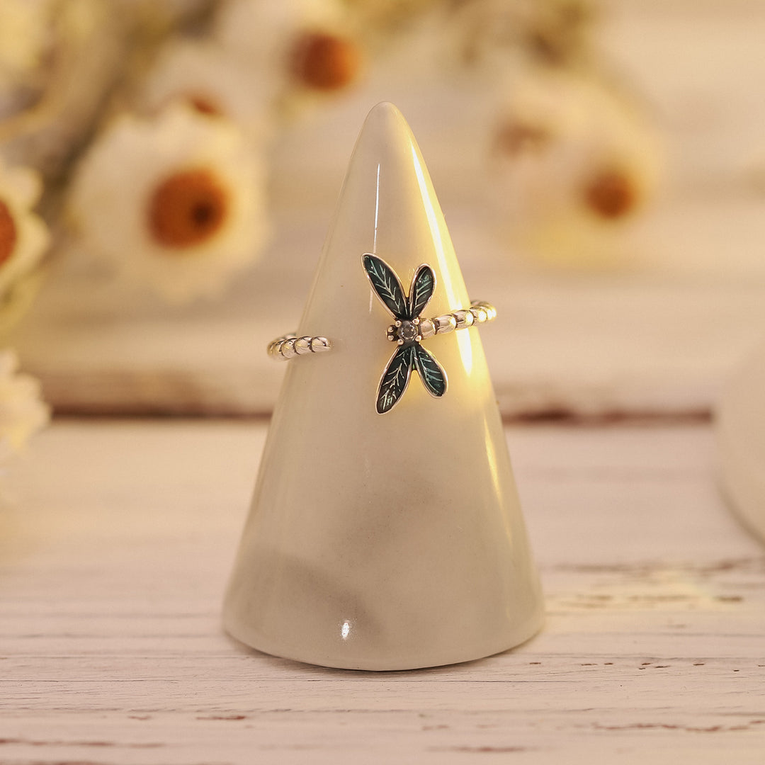 Silver Dragonfly Open Ring