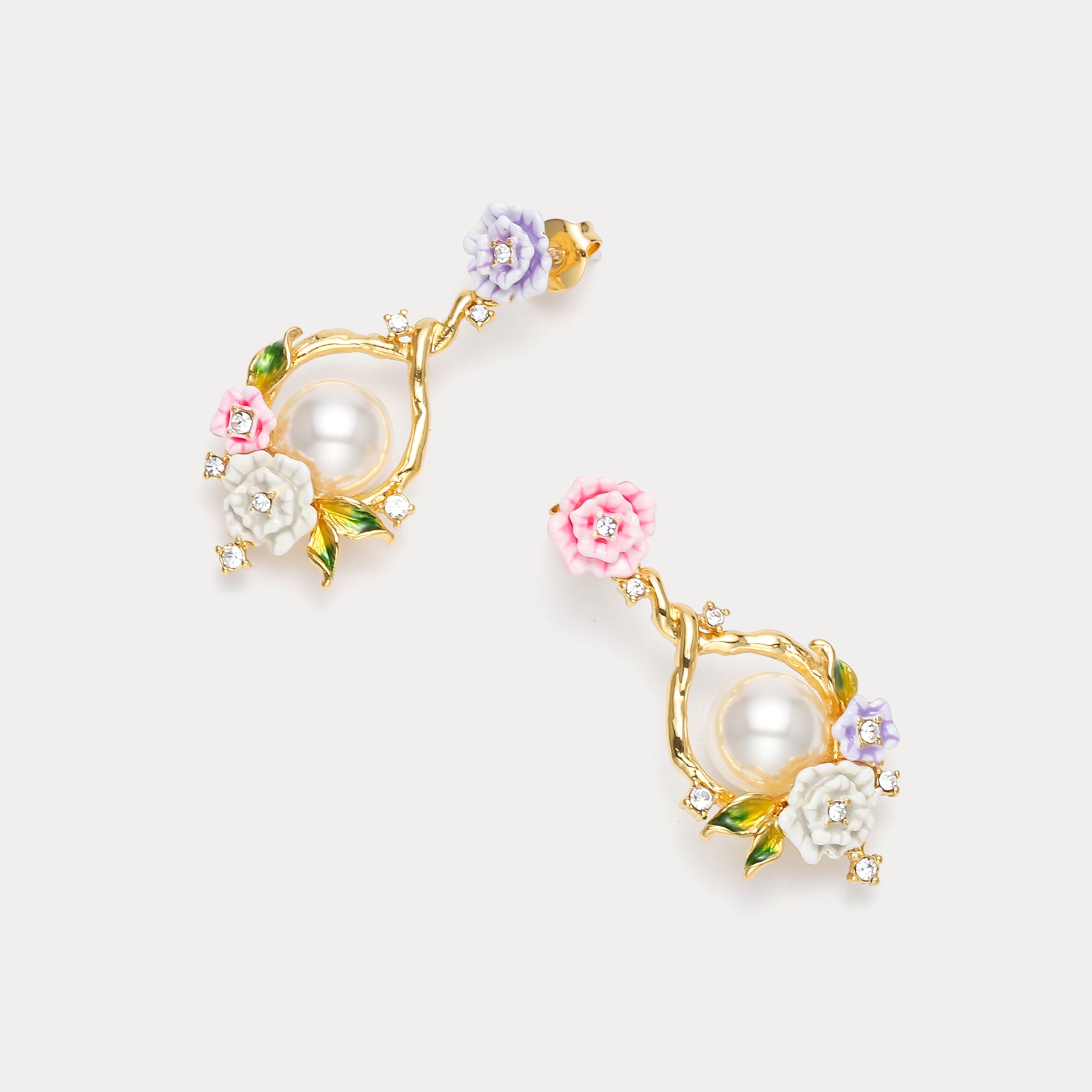 Wild Rose Real Pearl Earrings