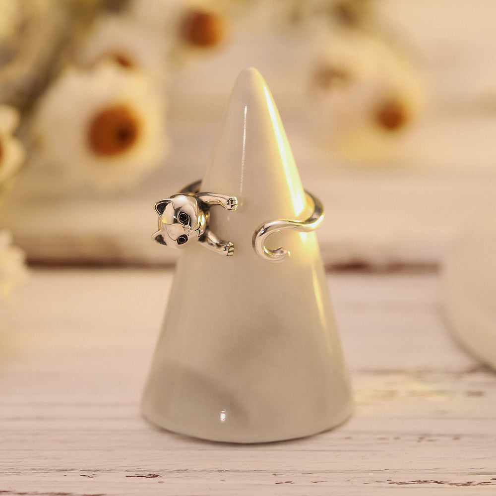 Sterling Silver Naughty Cat Ring