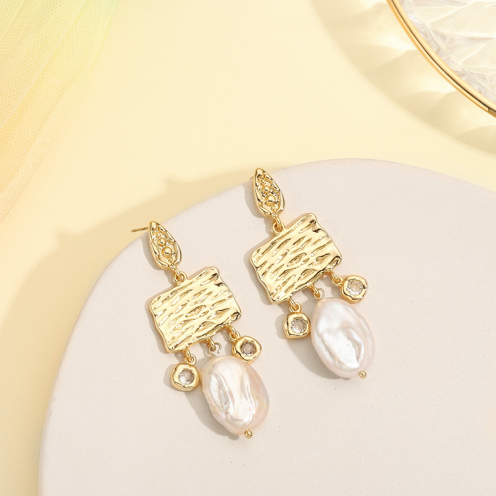 Pearl Diamond Tassel Earrings