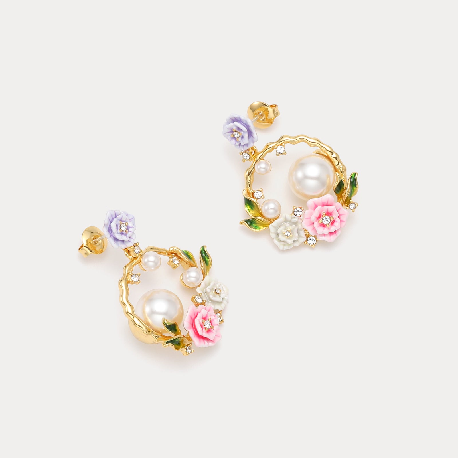 Wild Rose Garland Gold Earrings