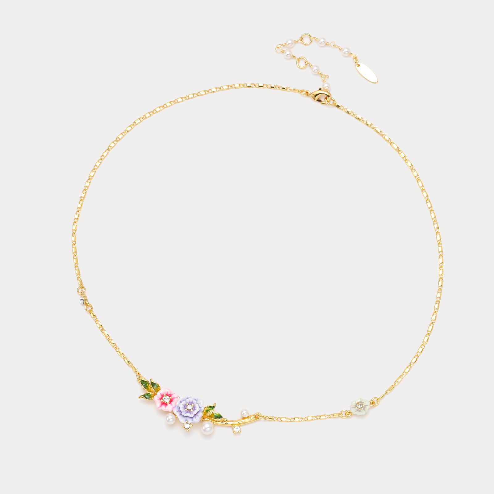 Wild Rose Enamel Chain Necklace