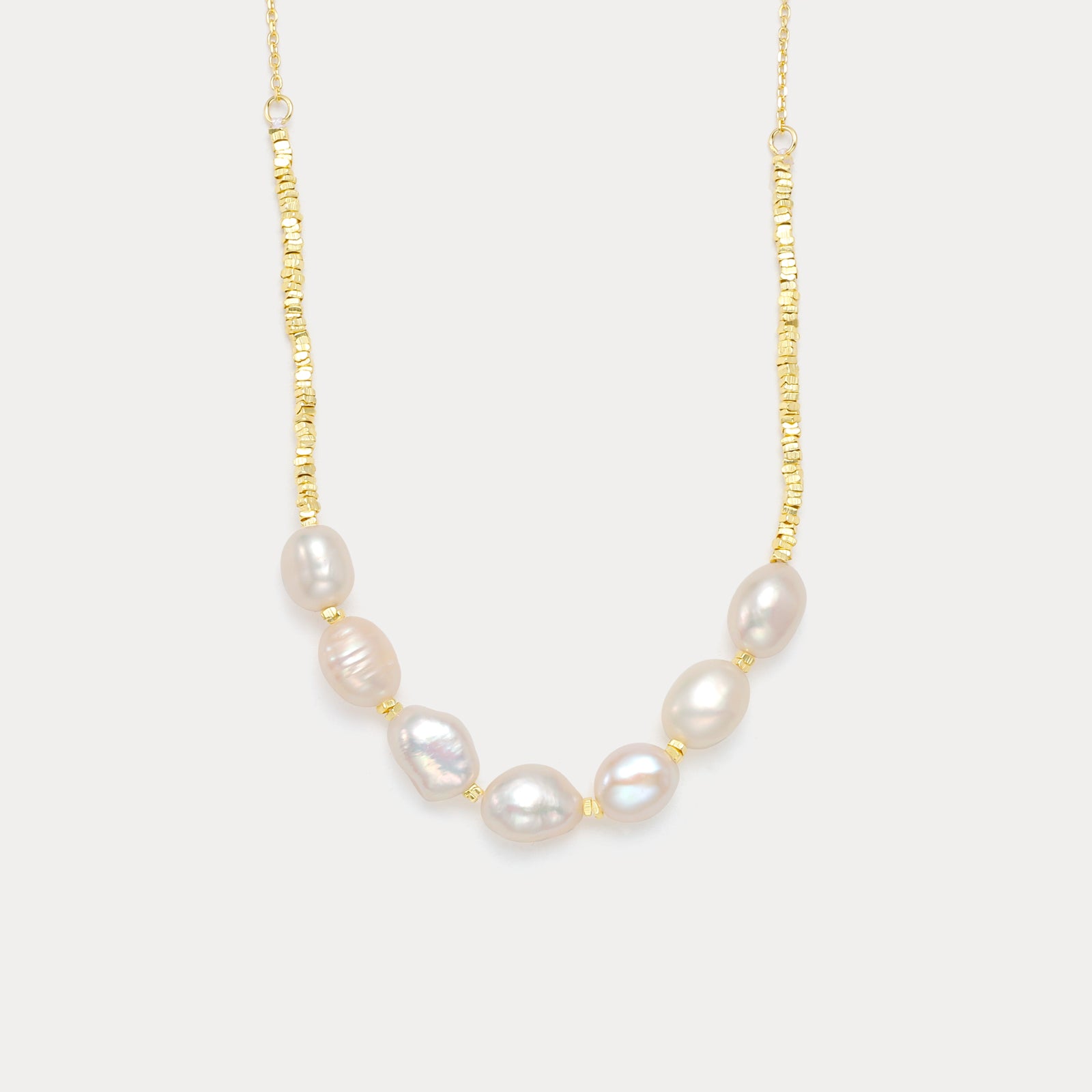 Selenichast Freshwater Pearl Necklace in 18k Gold Vermeil on Sterling Silver and Pearl