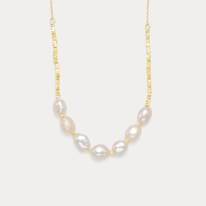 Selenichast Freshwater Pearl Necklace in 18k Gold Vermeil on Sterling Silver and Pearl