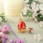Enamel Rabbit & Rose Egg Locket Necklace for Kids