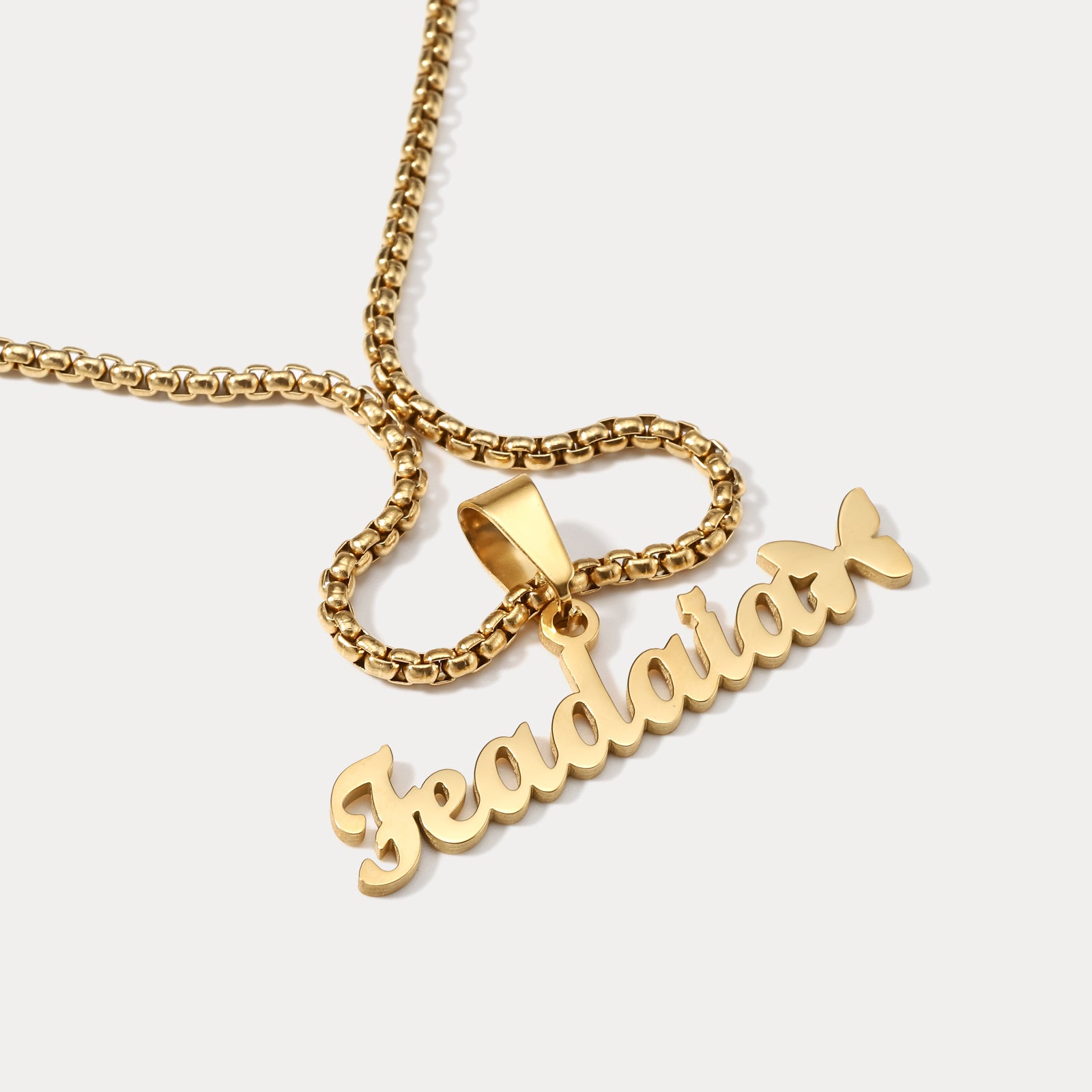 Butterfly Custom Name Gold Necklace