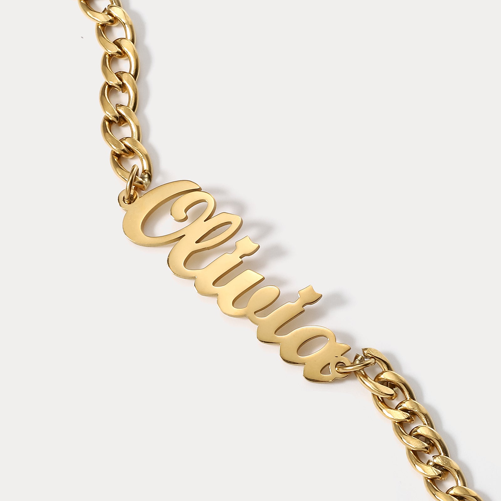 Cuban Chain Name Gold Bracelet