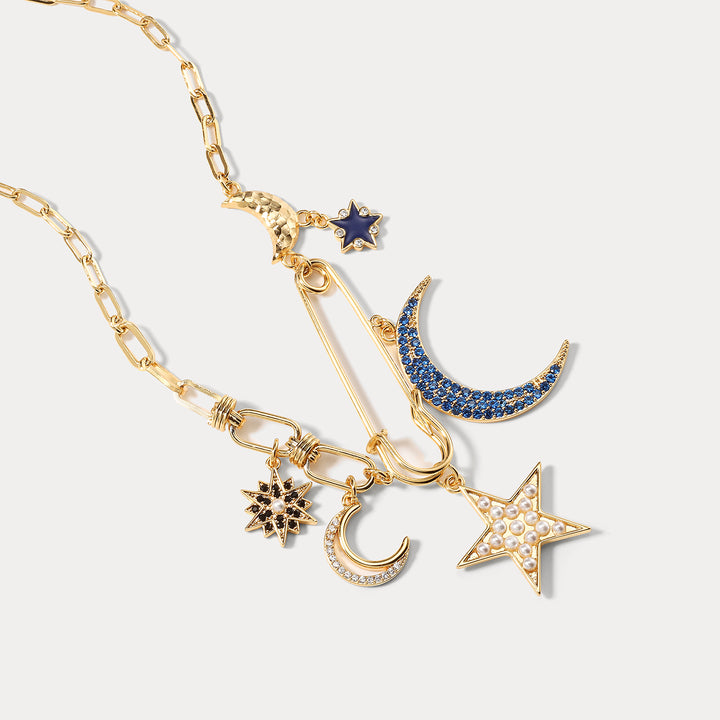 Starry Moon Charm Necklace