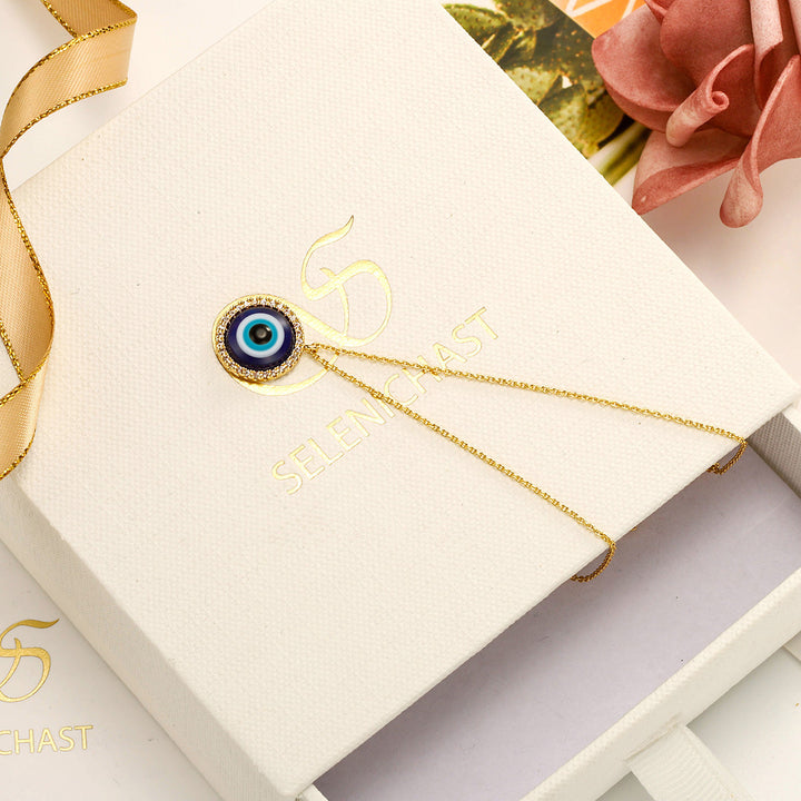 Dark-Blue Evil Eye Chain Necklace