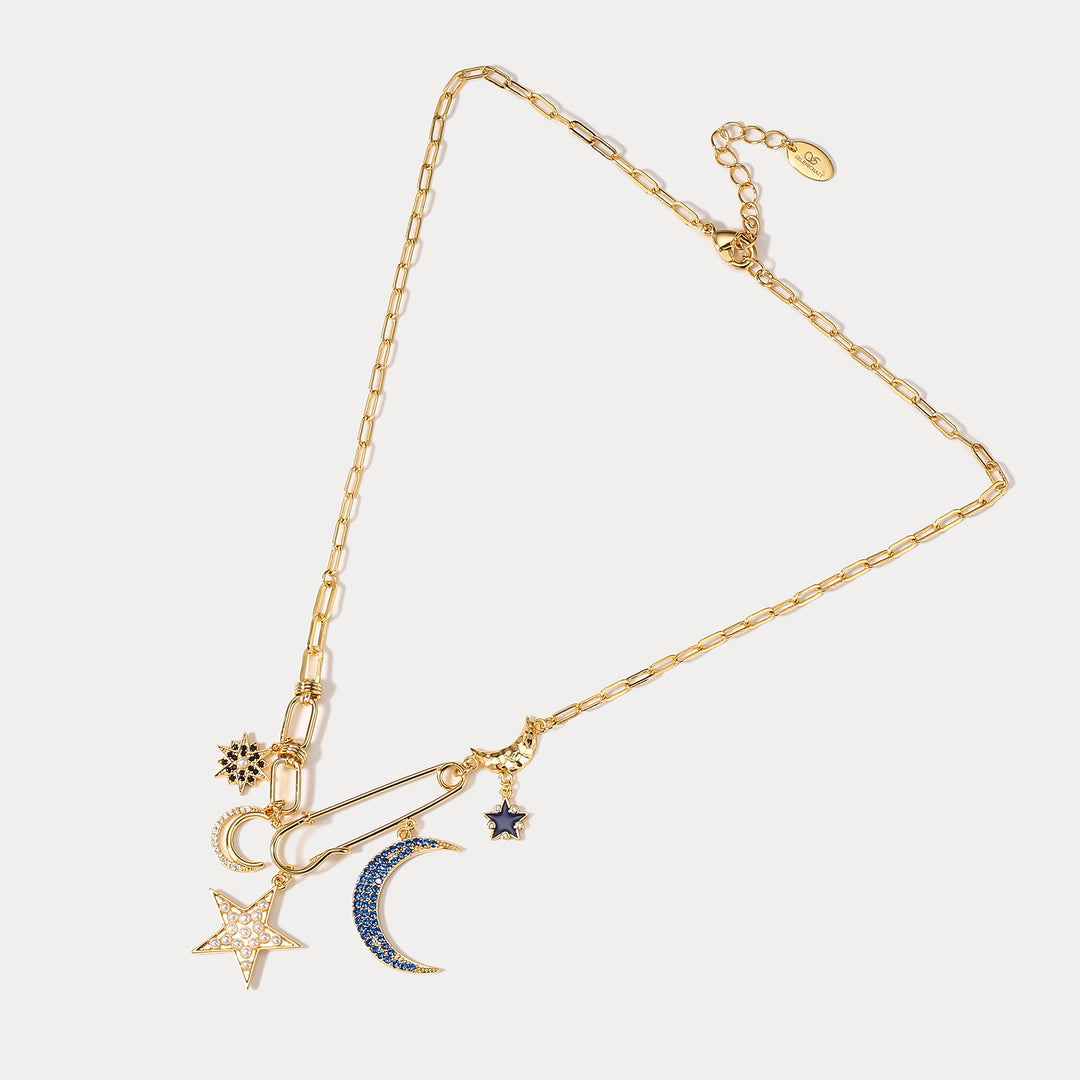 Starry Moon Gold Chain Necklace