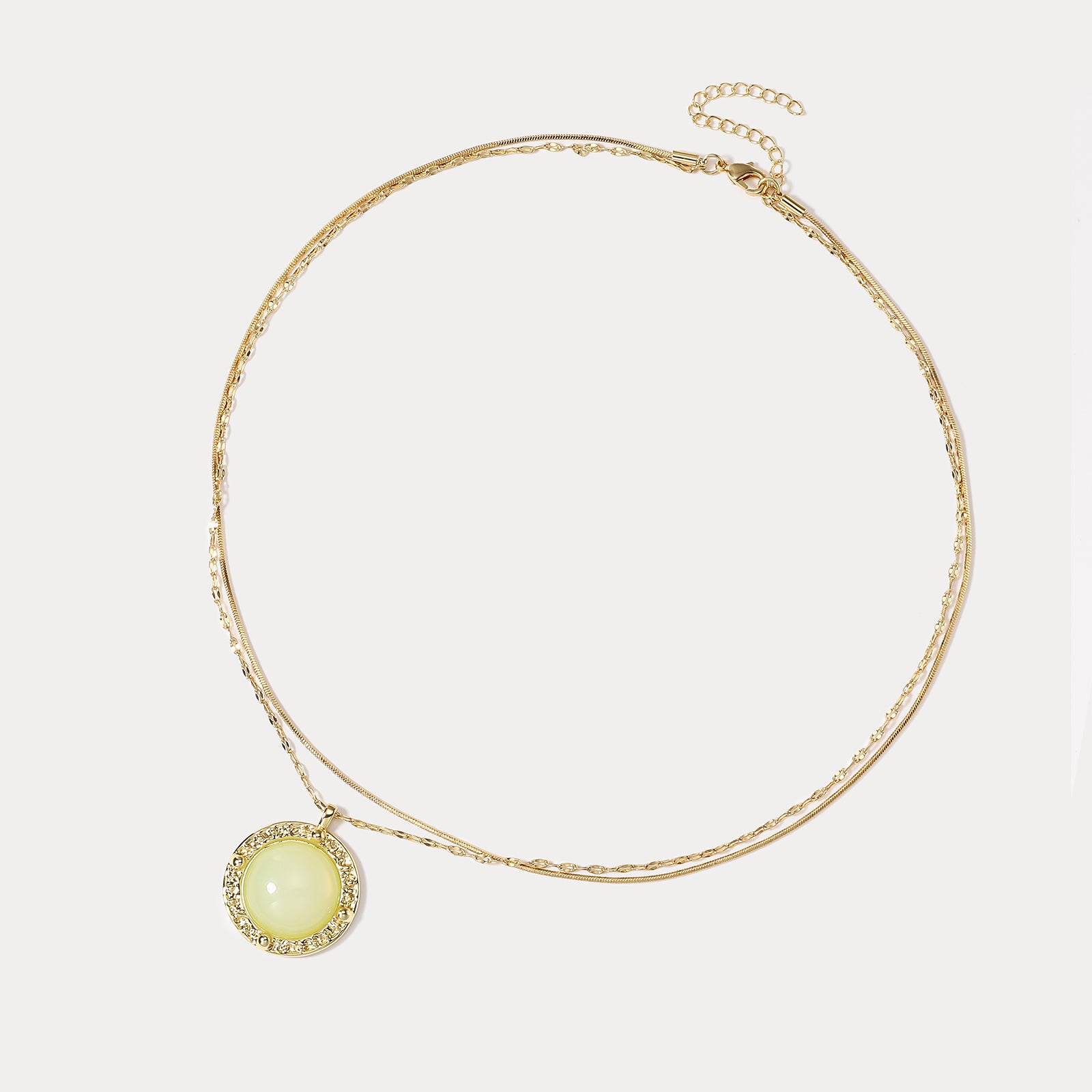 Green Gemstone Layered Necklace Sat
