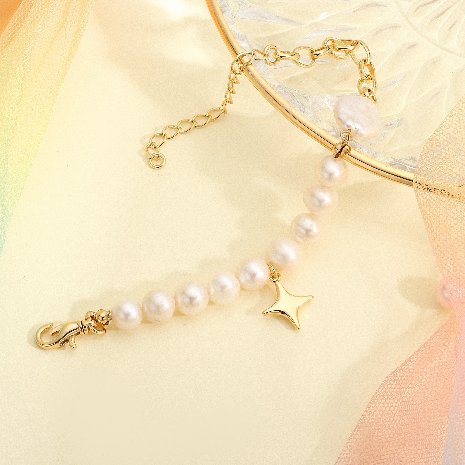 Pearl Star Gold Plated Bracelet