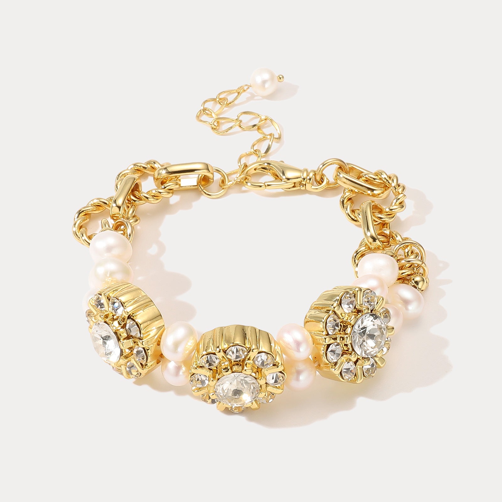Selenichast Diamond Blossom Pearl Bracelet