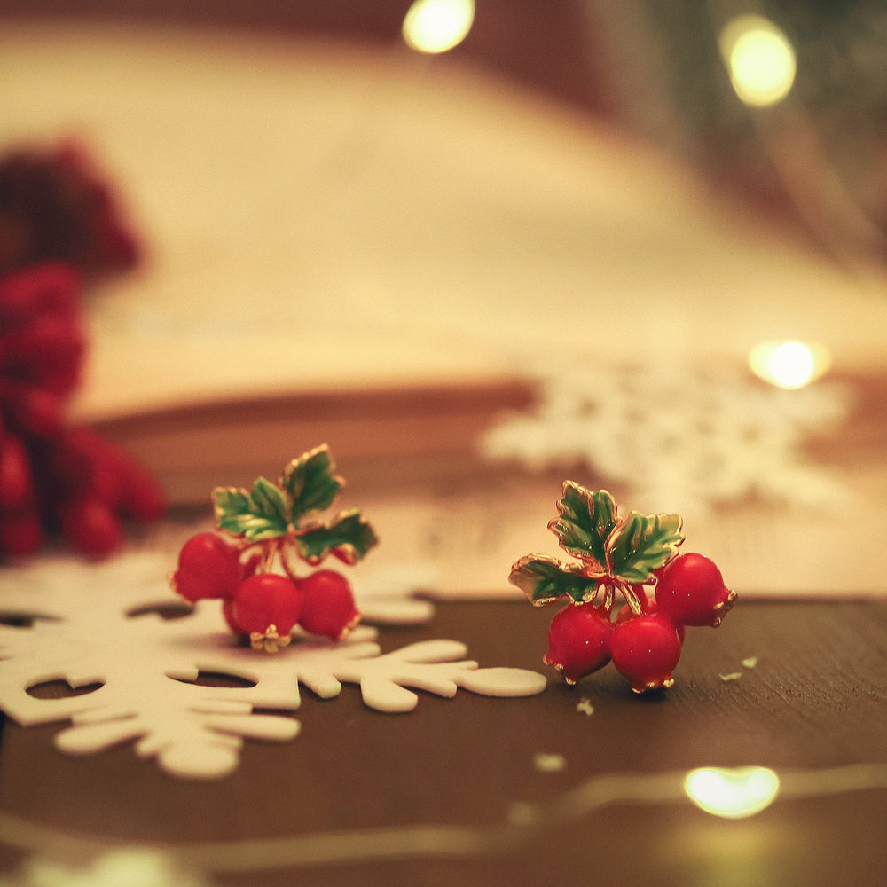 christmas cranberry earrings