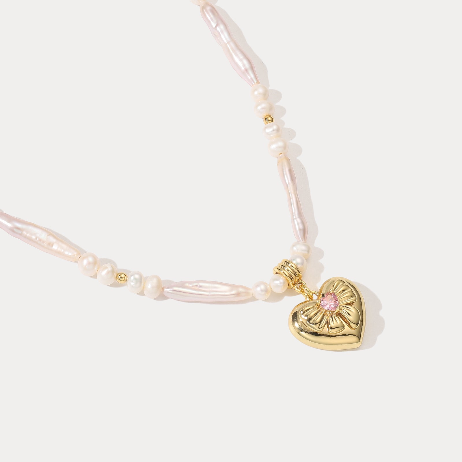 Pink Heart Pearl Necklace Birthday Jewelry Gifts for Her
