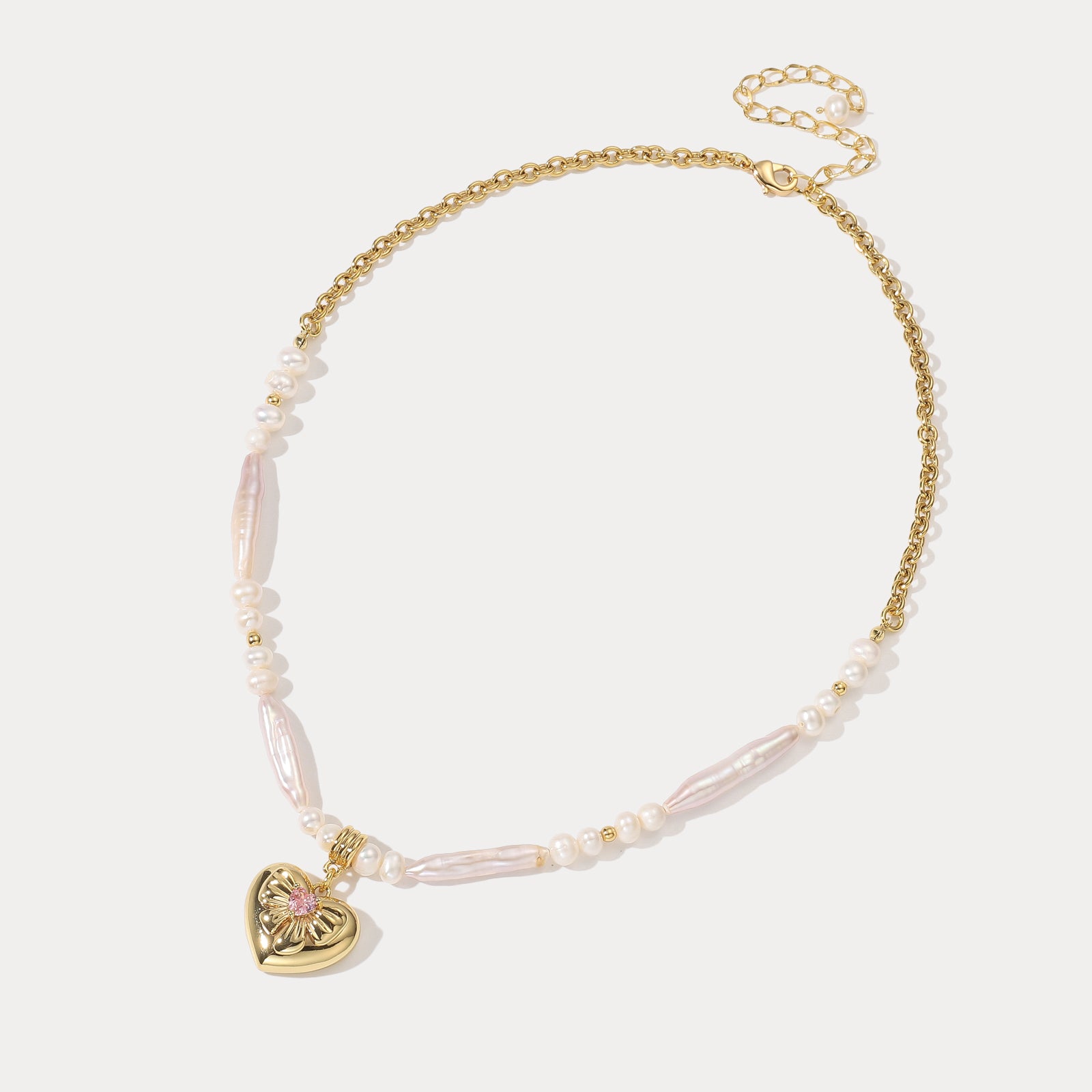 Pink Heart Baroque Pearl Necklace