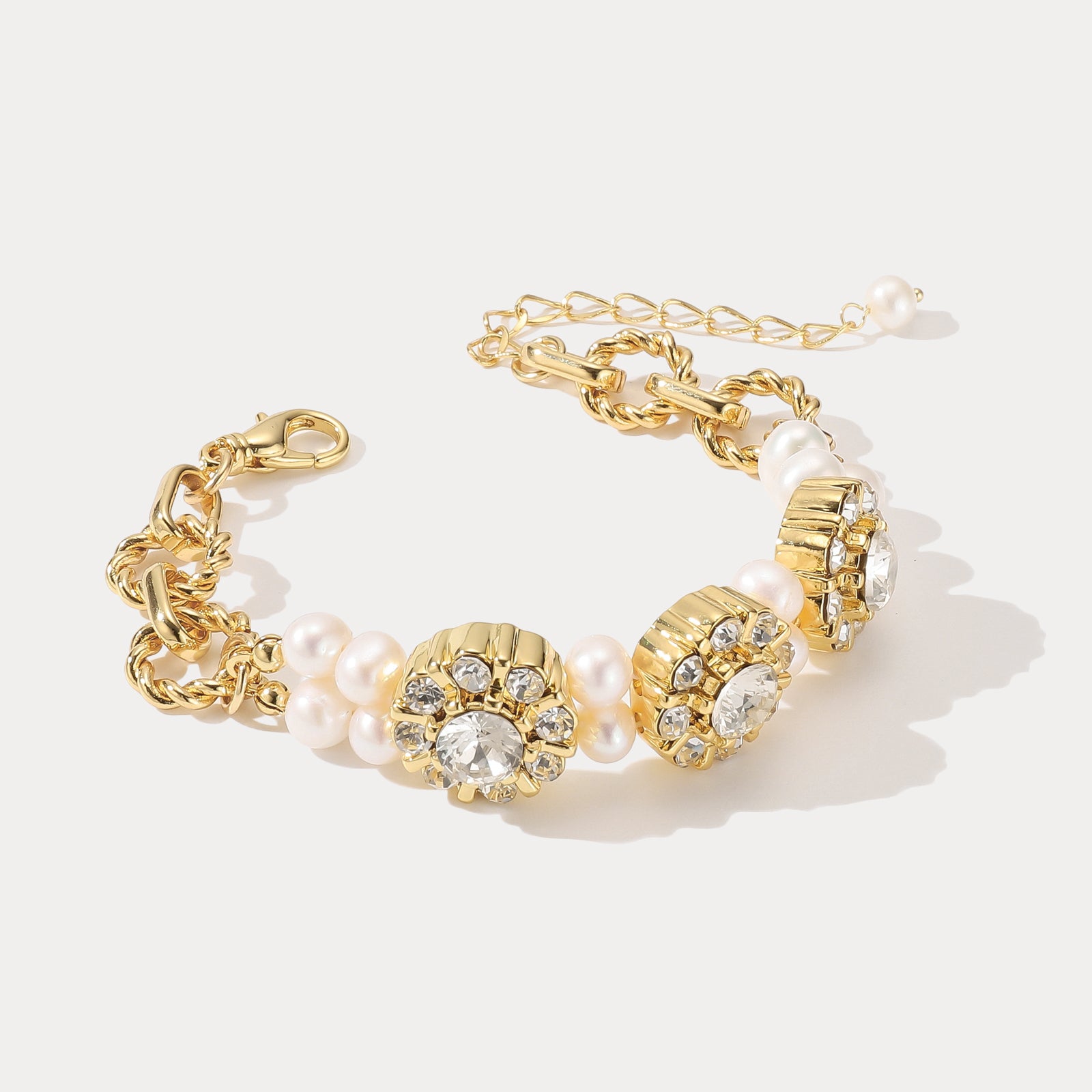 Diamond Blossom Baroque Pearl Bracelet