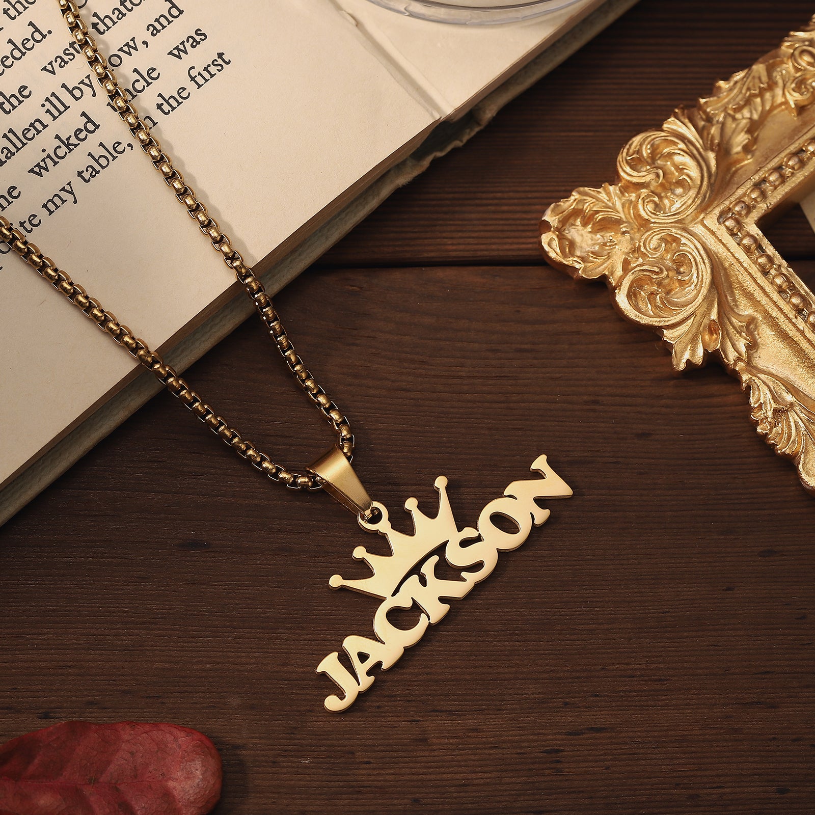 Crown Custom Name Gold Necklace