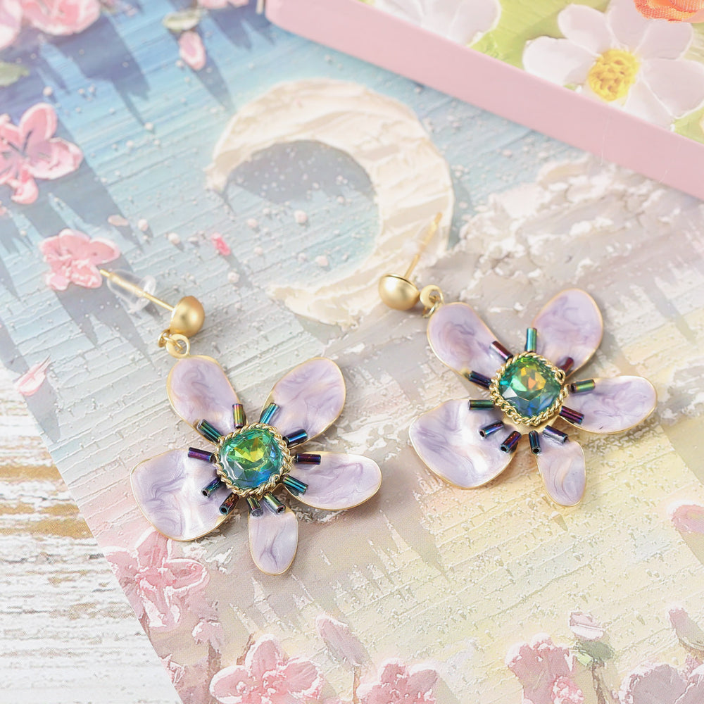 Purple Flower Earrings