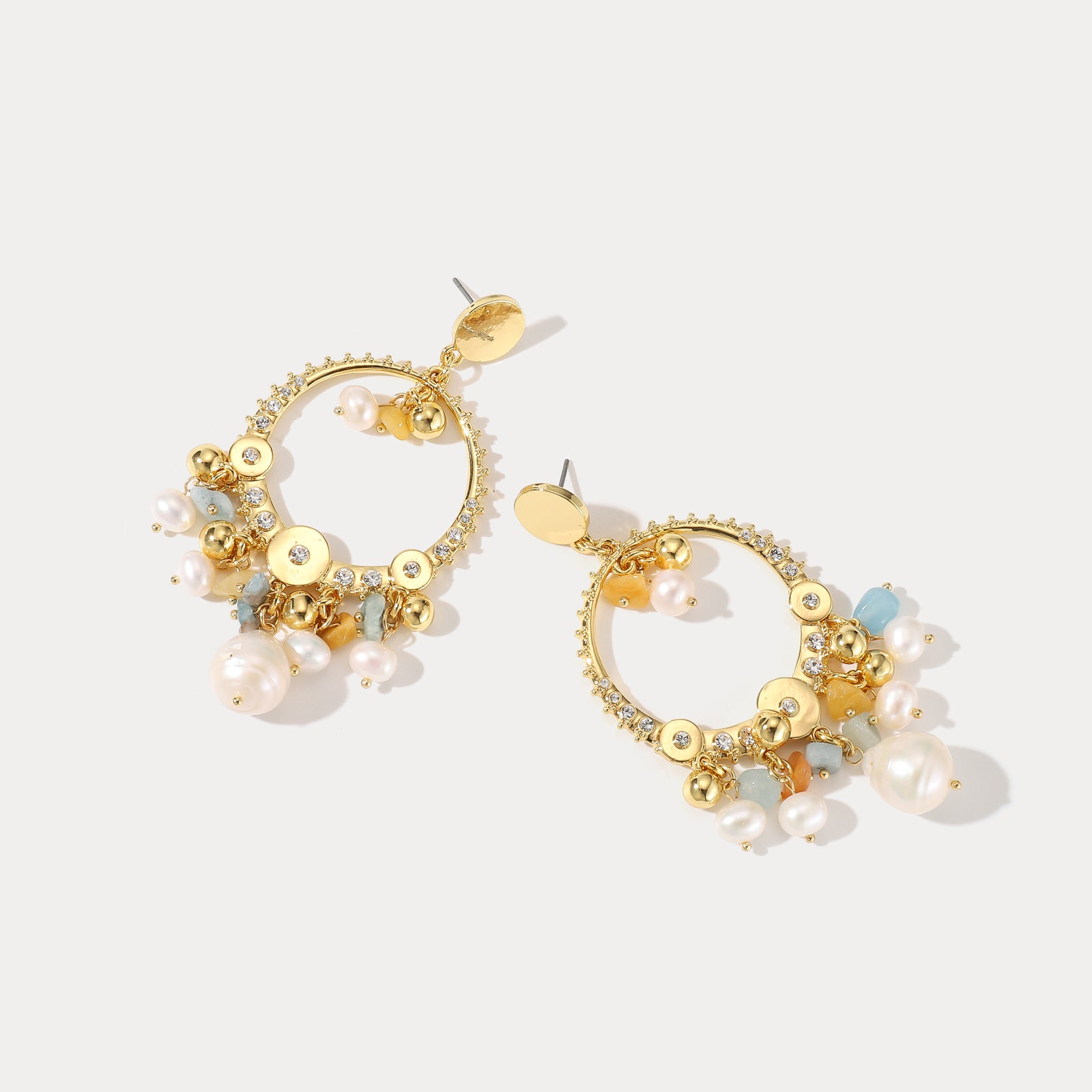 Sparkly Pearl Hoop Earrings Birthday Jewelry Gifts for Her