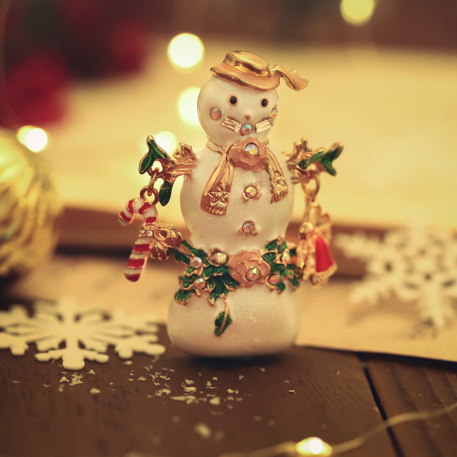 Christmas Snowman Bell Brooch