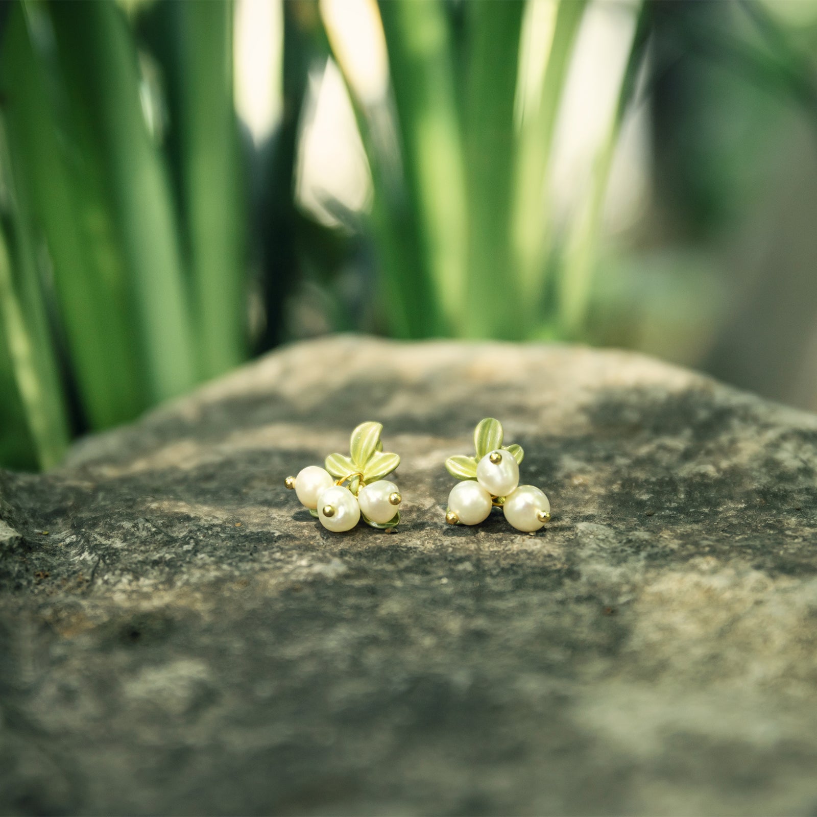 Lily of the Valley Stud Pearl Earrings