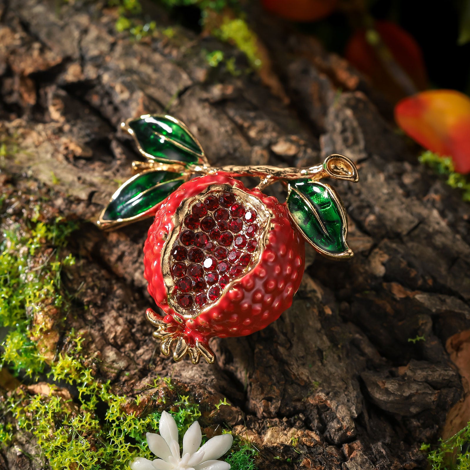 Vintage Pomegranate Enamel Brooch for Women