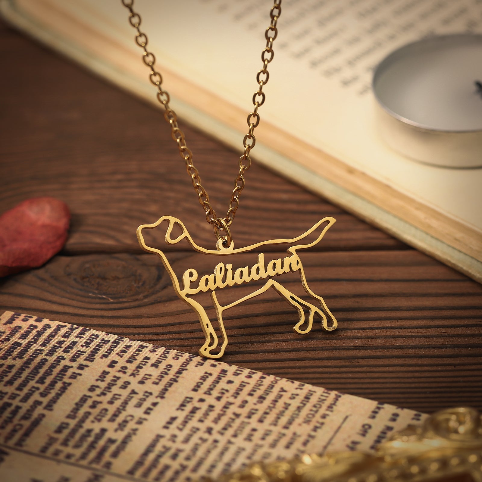 Puppy Custom Name Gold Necklace