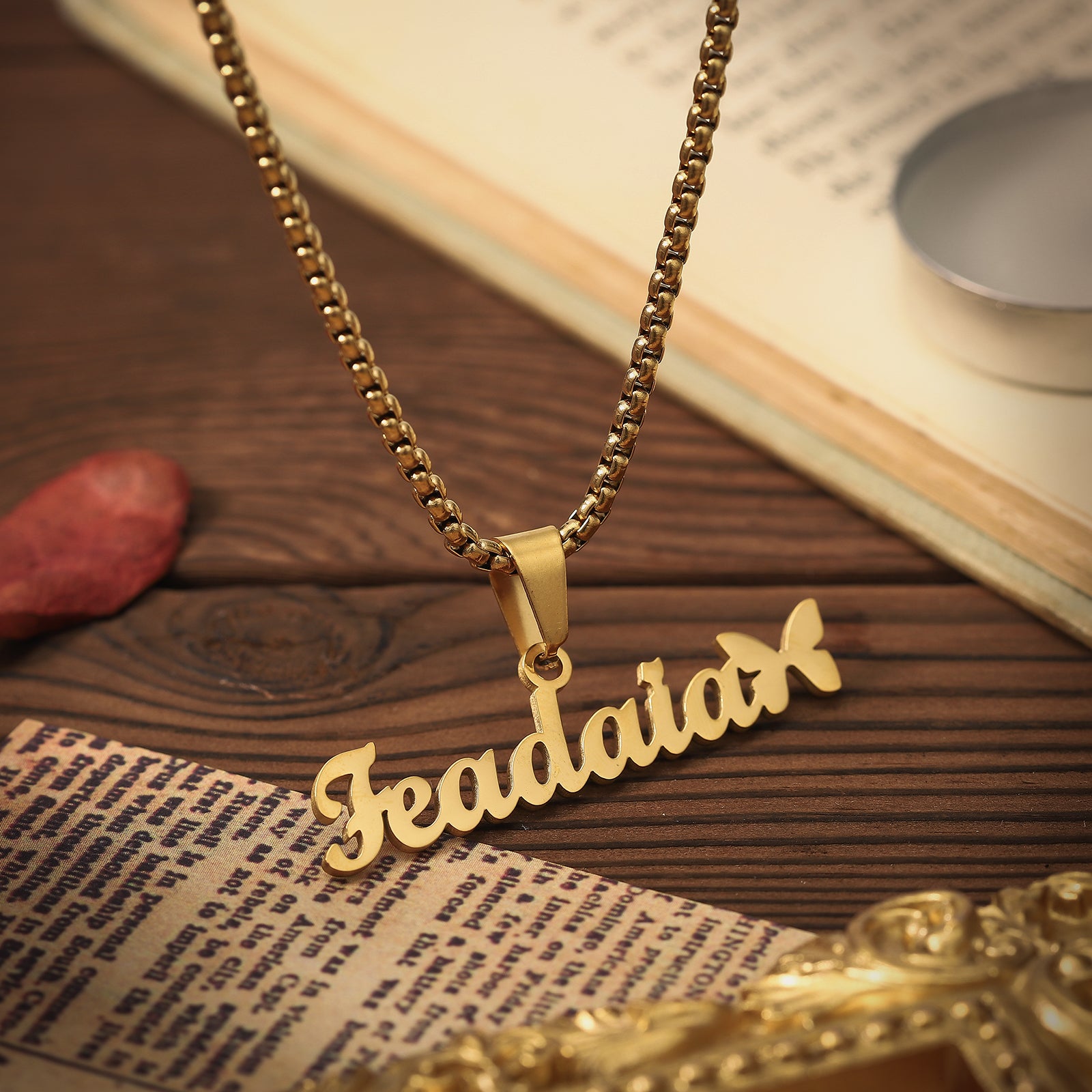Selenichast Butterfly Custom Name Necklace, Custom Name Necklace