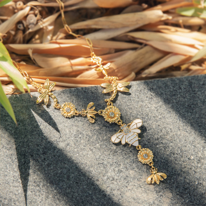 Honey Bee & Dragonfly Diamond Necklace