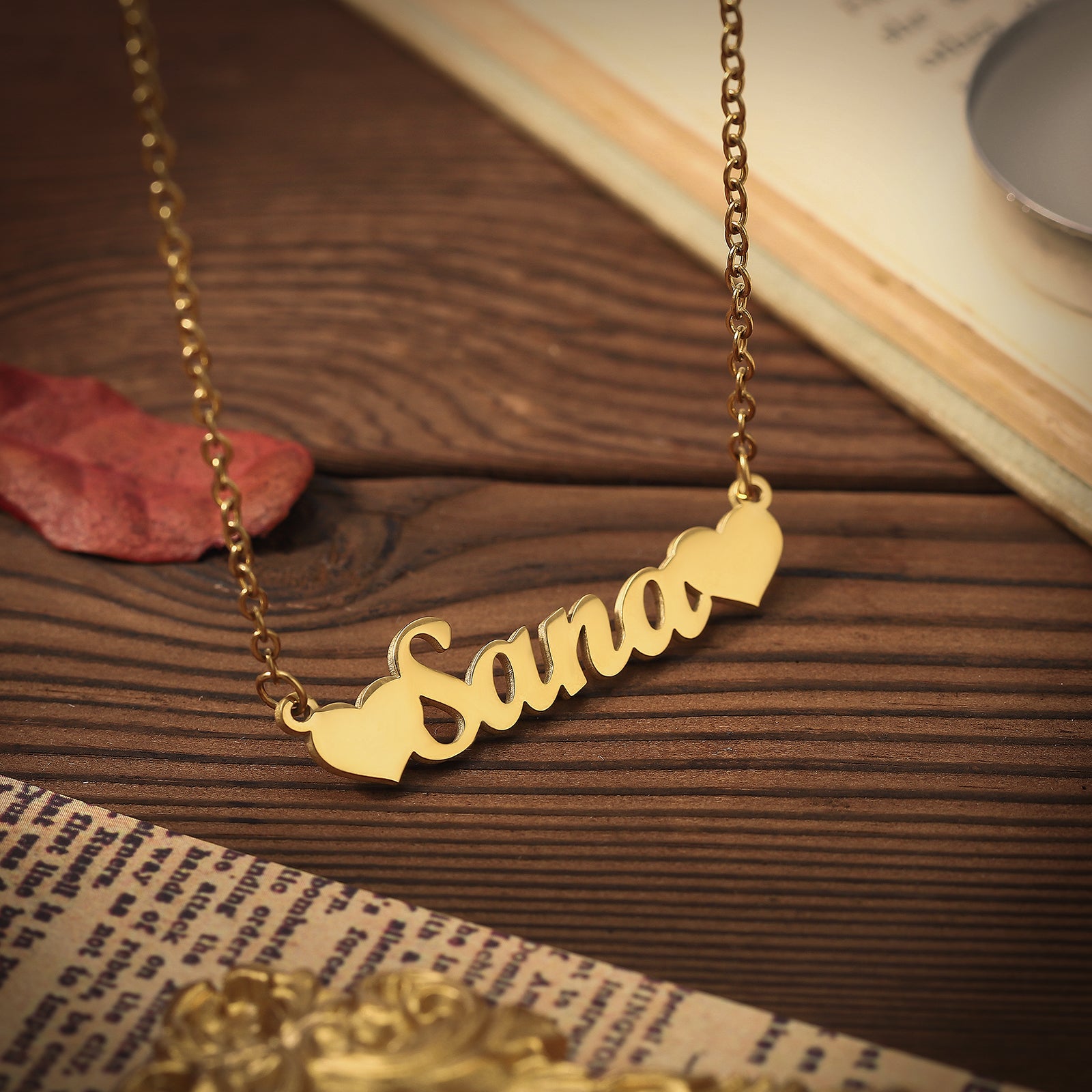 Heart Custom Name Gold Necklace